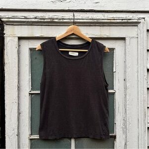 imogene + willie | the cotton/linen muscle tee in faded black